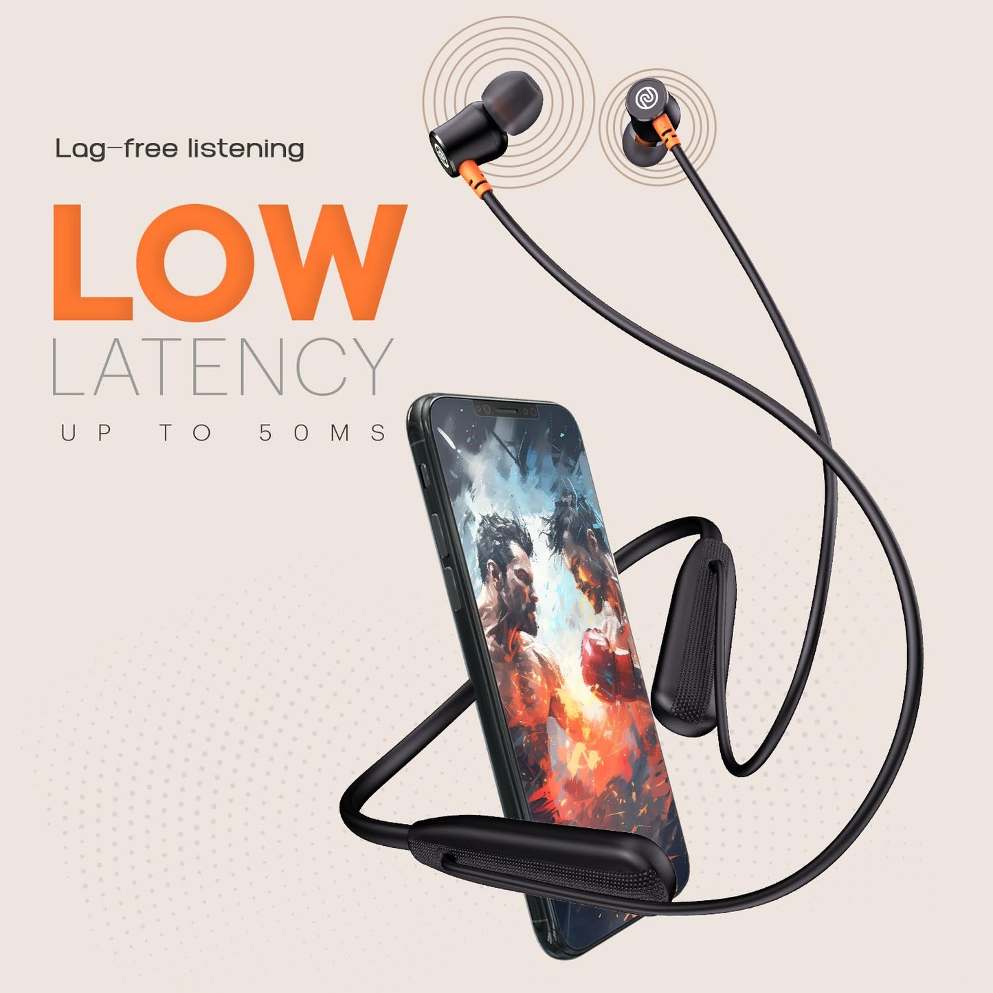 Noise Airwave Bluetooth in Ear Neckband with 50H of Playtime, 3 EQ Modes, ENC for Calling, Low Latency(Upto 50ms), 10mm Driver, BT v5.3(Jet Black)