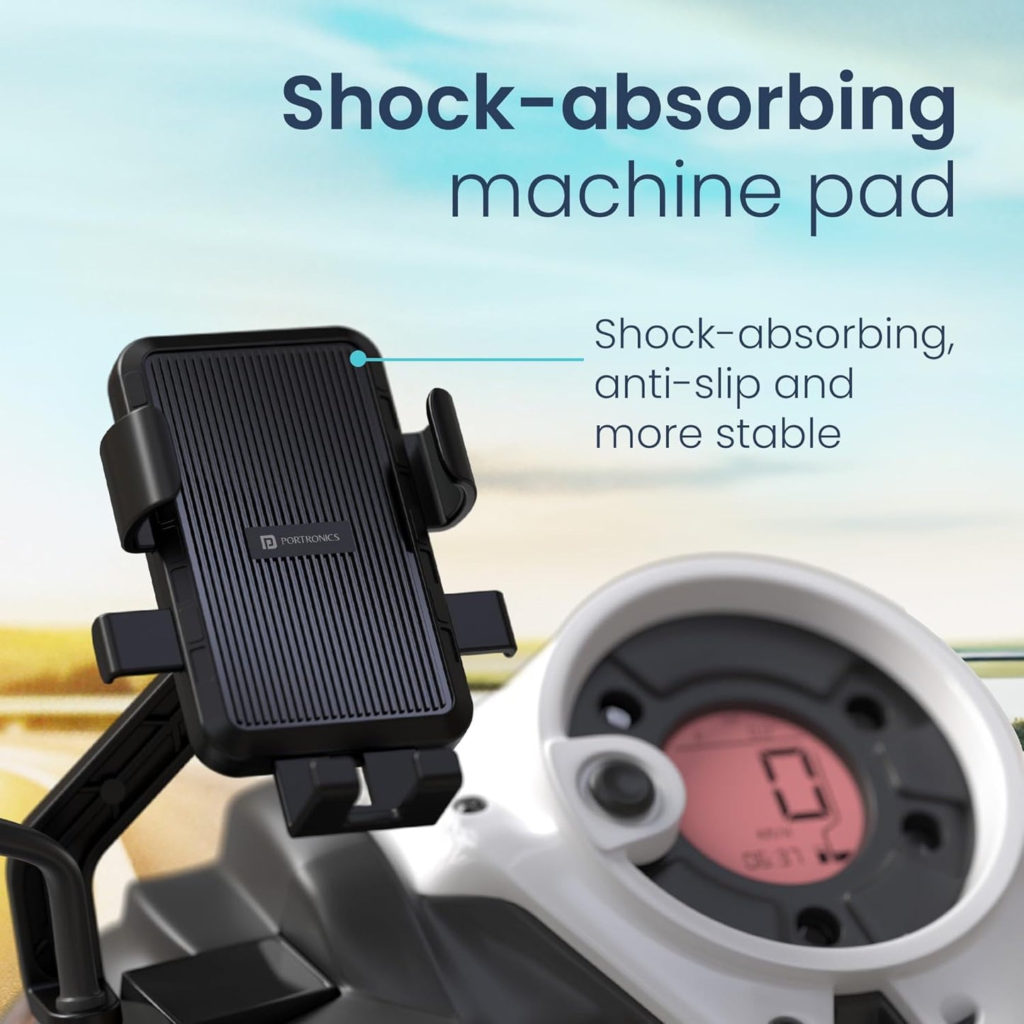 Portronics Mobike 5 Scooty/Scooter Phone Holder with Mirror Mount, 360 Degree Rotation, Strong Grip, Compatible with 4.7" to 7.2" Smartphone, Mobile Stand for Scooter, Cycle & Motorcycle (Black)