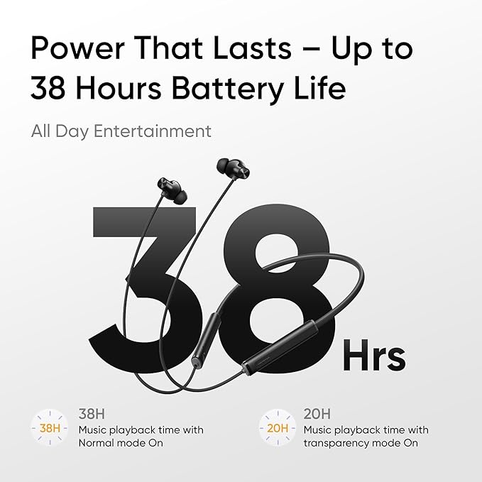 realme Buds Wireless 5 Lite in Ear Bluetooth Neckband with 12.4 mm Dynamic Bass Boost Driver,Upto 35 Hours Playback,45ms Low Latency,IP55 Dust & Water Resistant, Bluetooth V5.4 (Void Black)
