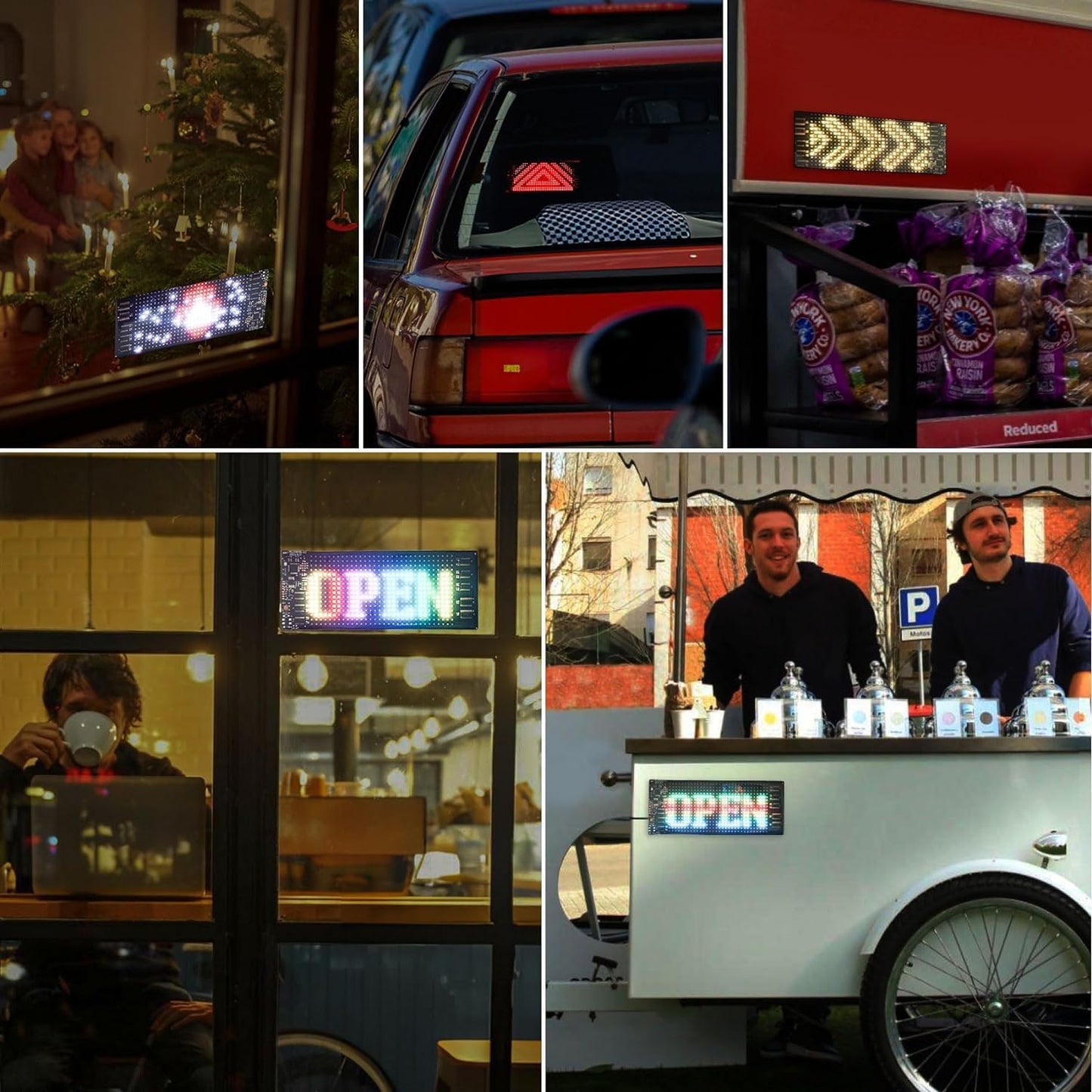 AutoBiz Flexible Waterproof DIY Customizable LED Matrix Panel Display Screen Sign Board with Mobile Application and Remote Control for Cars, Home, Office, Shops etc (Multicolor, Small- 17x7 Cm)