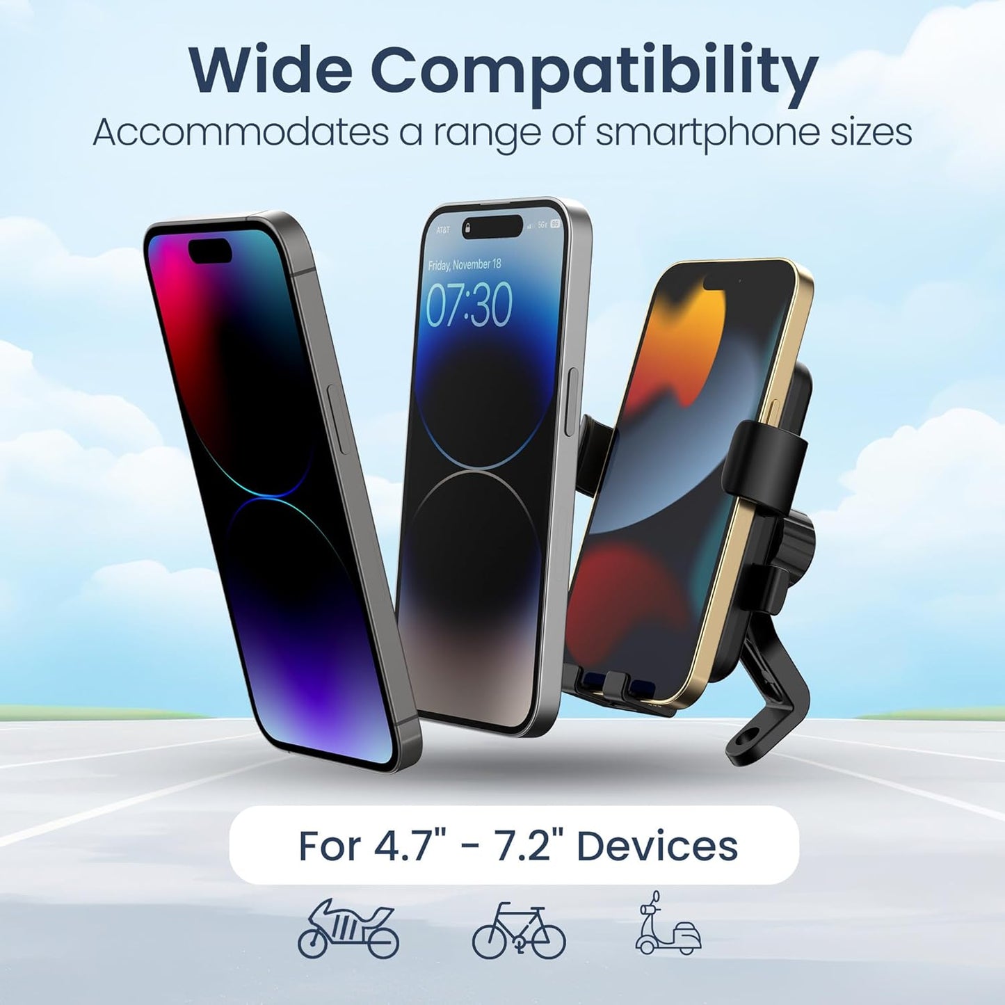 Portronics Mobike 5 Scooty/Scooter Phone Holder with Mirror Mount, 360 Degree Rotation, Strong Grip, Compatible with 4.7" to 7.2" Smartphone, Mobile Stand for Scooter, Cycle & Motorcycle (Black)