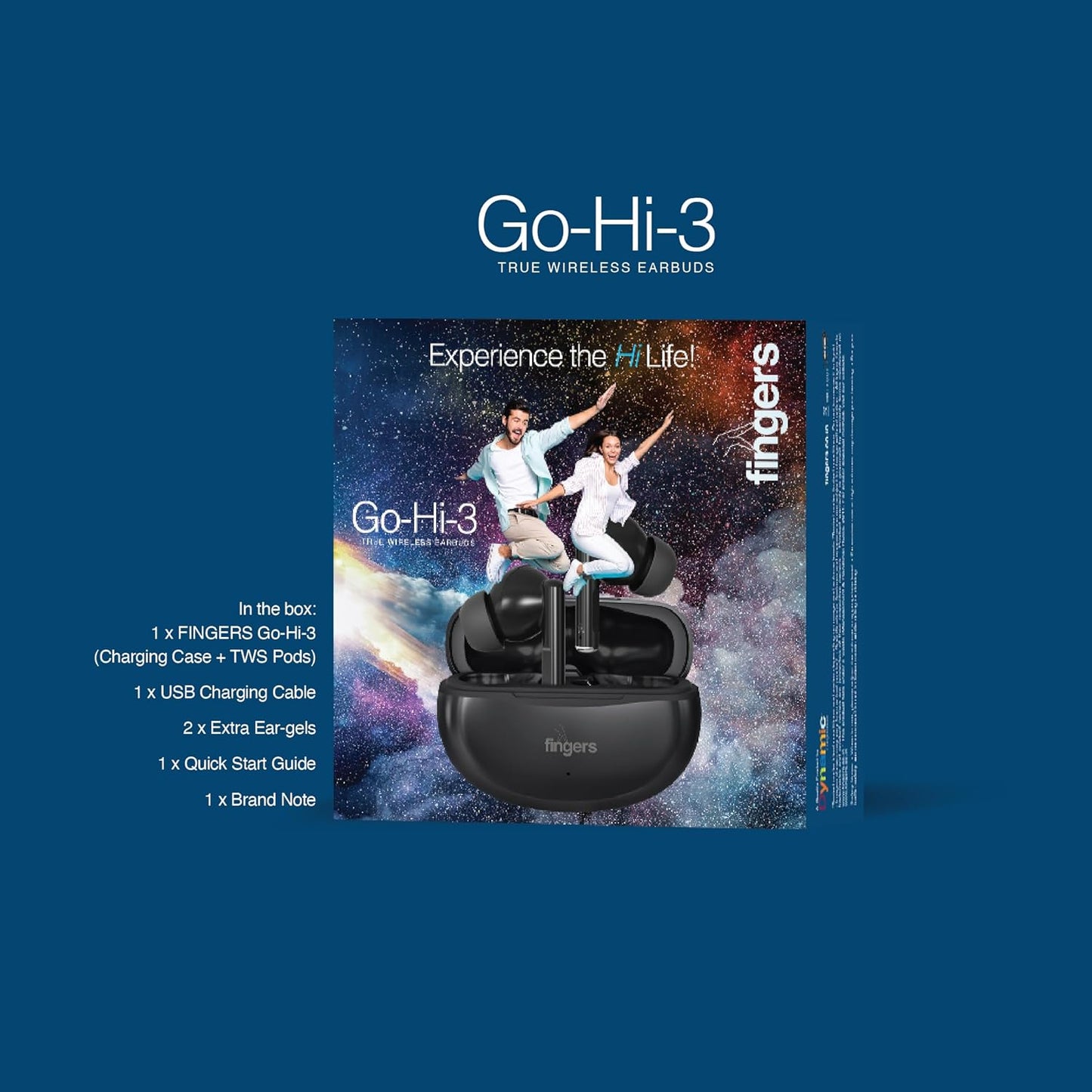 FINGERS Go-Hi-3 True Wireless Earbuds (17.5 Hours Playtime | in-Built Mic with Surround Noise Cancellation (SNC) Technology| Immersive Bass | IPX4 Sweat Resistant | Voice Assistant)