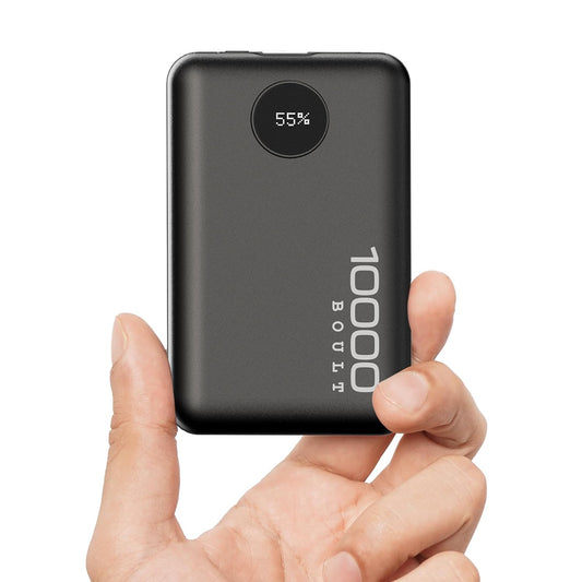 Boult AmpVault v10 Powerbank with 10000 mAh, 22.5W Fast Charging, LED Display, USB & Type C Input/Output, Overcharge Protection, iPhone & Andriod Mobile Power Bank (Jet Black)