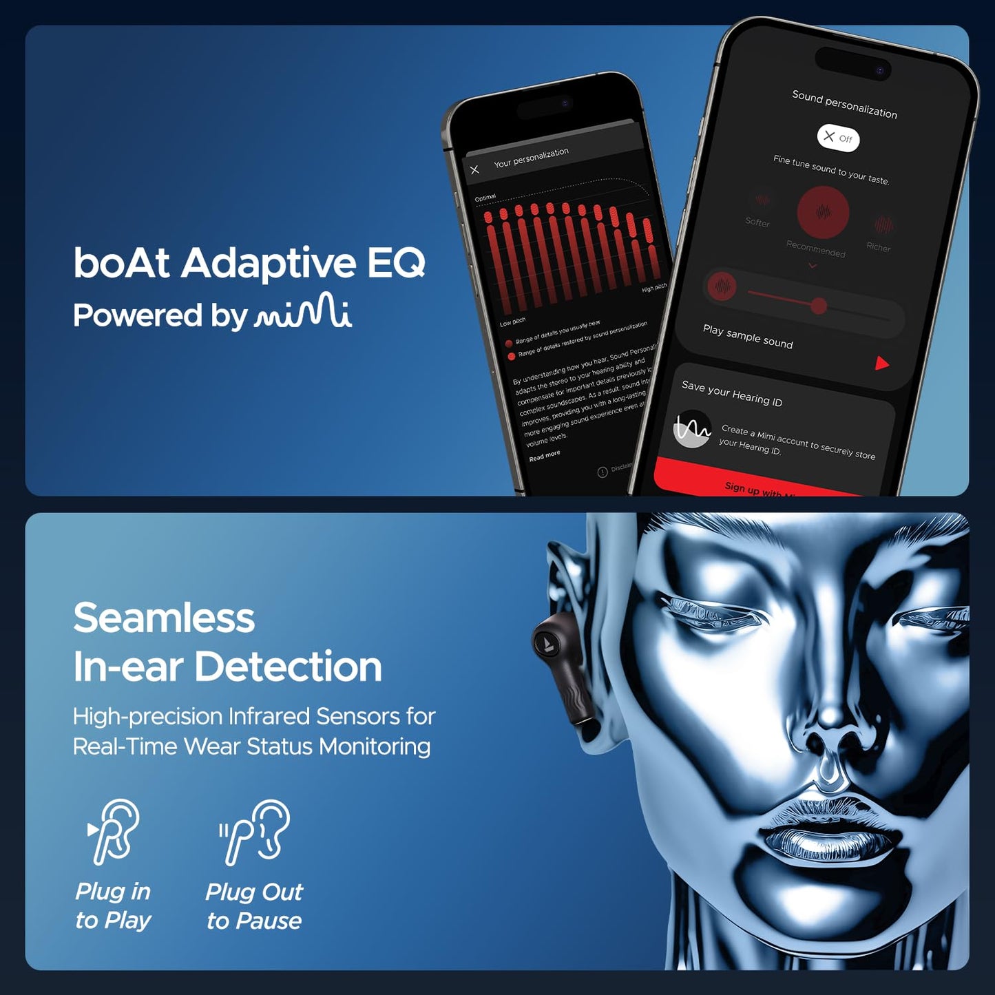 Boat Nirvana Iris Truly Wireless in Ear Ear Buds w/Up to 32 dB Active Noise Cancellation,120 Hrs Playback,Crystal Bionic Sound Powered by HiFi,Beast Mode,ENx Tech,Hearables App(Crystal Black)