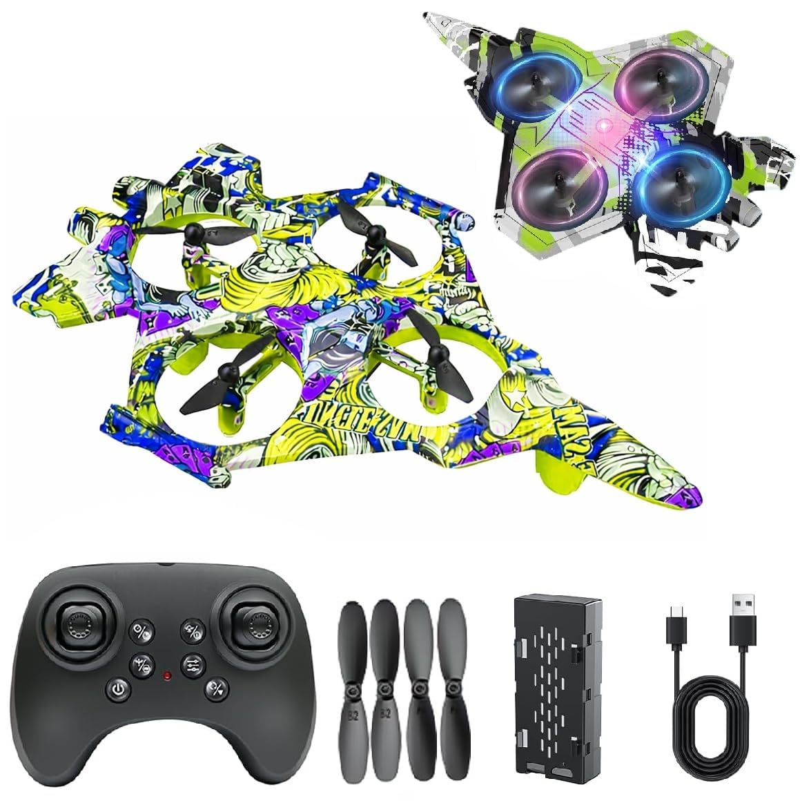 RODX Remote Control Airplane for Kids, RC Glider Plane with Light Foam Aeroplane Fighter Jet for Kids Adults 6-16, 360° Flip, Stunt Roll, Drones Airplane Toy Gift for Kids Boy