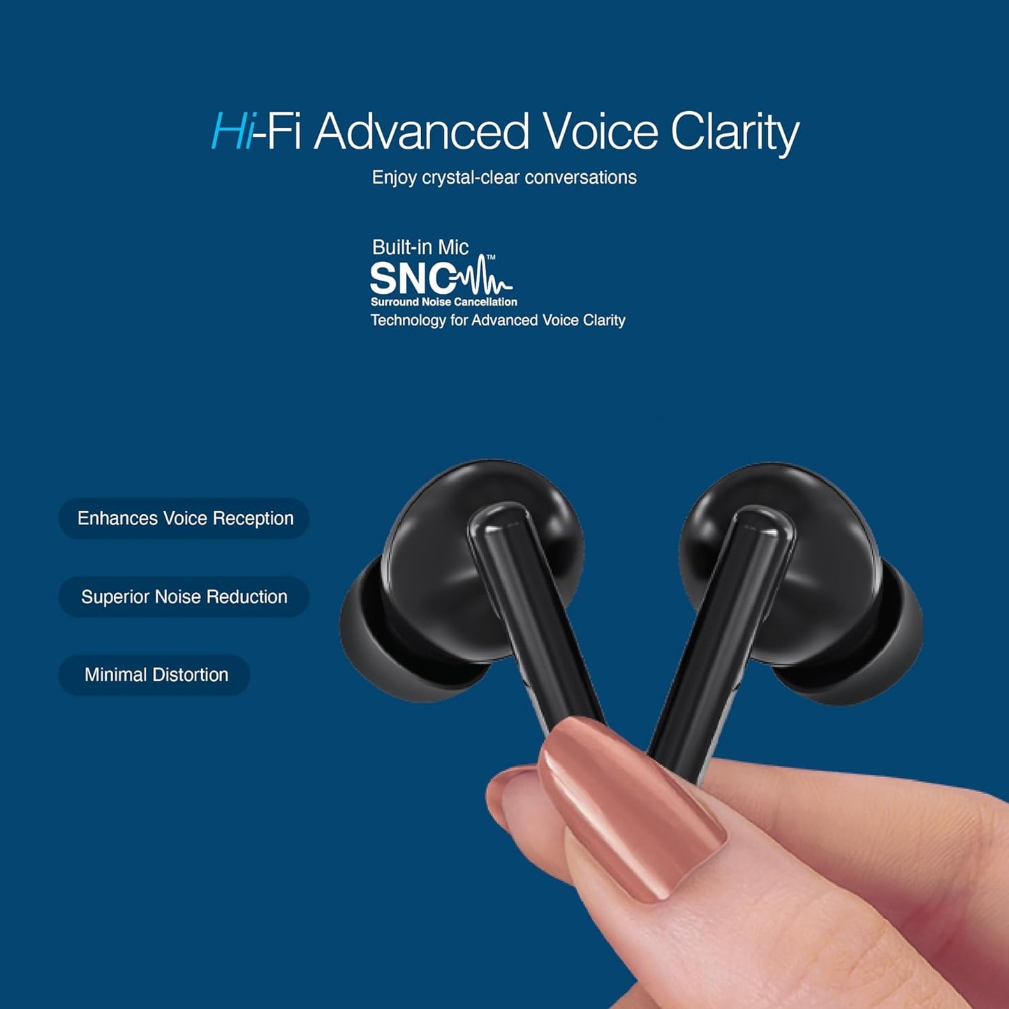 FINGERS Go-Hi-3 True Wireless Earbuds (17.5 Hours Playtime | in-Built Mic with Surround Noise Cancellation (SNC) Technology| Immersive Bass | IPX4 Sweat Resistant | Voice Assistant)