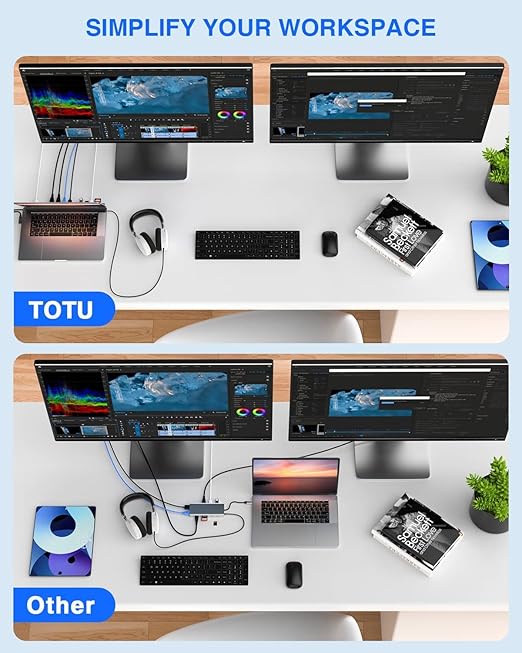 1Goal USB C Docking Station 12 in 1 Triple Display USB C Hub with 4K HDMI, VGA, DP, USB3.0/2.0 USB-C, Gigabit Ethernet,Card Slots Compatible with MacBook, Dell, HP, Lenovo Laptops.and Type C Devices.