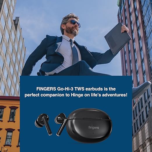 FINGERS Go-Hi-3 True Wireless Earbuds (17.5 Hours Playtime | in-Built Mic with Surround Noise Cancellation (SNC) Technology| Immersive Bass | IPX4 Sweat Resistant | Voice Assistant)