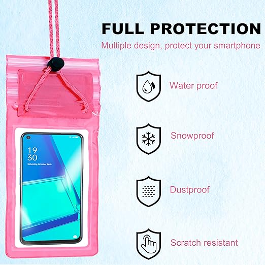 Storite 5-Pack Universal Waterproof Sealed Mobile Pouch Pvc Transparent Rain Protection Cover Up To 7 Inches For Smartphones(Multi Colour)