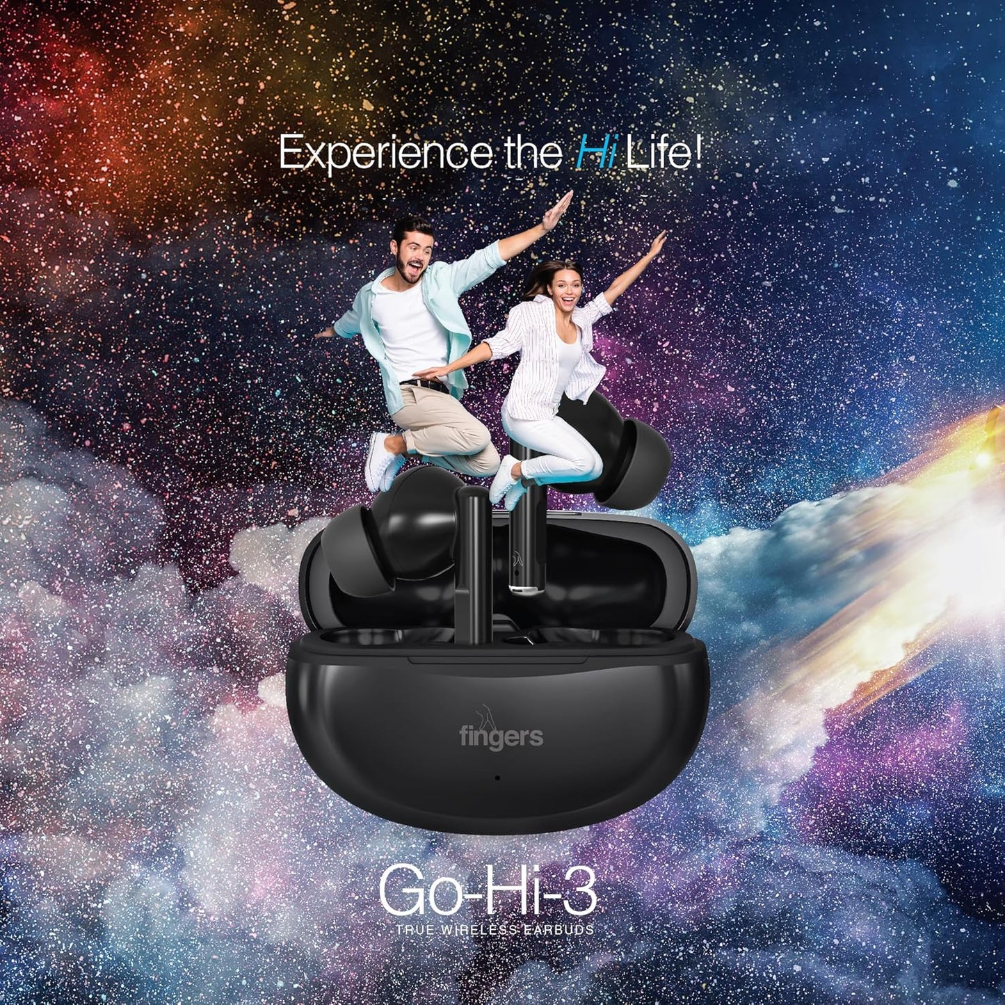 FINGERS Go-Hi-3 True Wireless Earbuds (17.5 Hours Playtime | in-Built Mic with Surround Noise Cancellation (SNC) Technology| Immersive Bass | IPX4 Sweat Resistant | Voice Assistant)