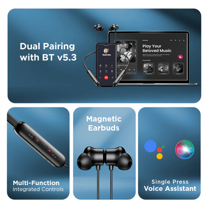 boAt Rockerz Summit Bluetooth  (Black, In the Ear),30 hours Playback,Dual Pairing,ENx technology for seemless calling