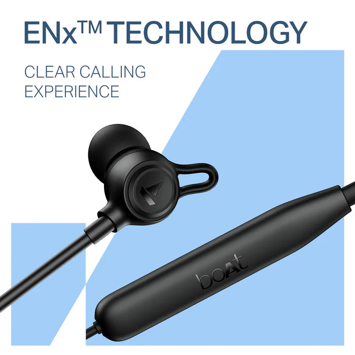 boAt Rockerz 200 In Ear Wireless Neckband with 60 hours Playback Time, 10 mm boAt Signature Sound Drivers and IPX5 Rating (Active Black)