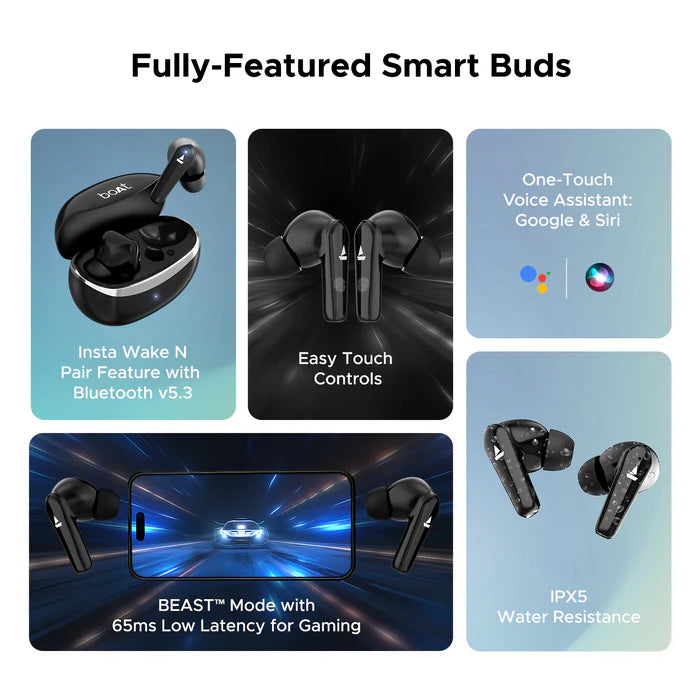 boAt Airdopes 131 Elite ANC, 32dB Active Noise Cancellation, 60HRS Battery, Ambient Mode, 4Mics ENx, Fast Charge, IPX5, v5.3 Bluetooth Earbuds, TWS Ear Buds Wireless Earphones with mic (Active Black)