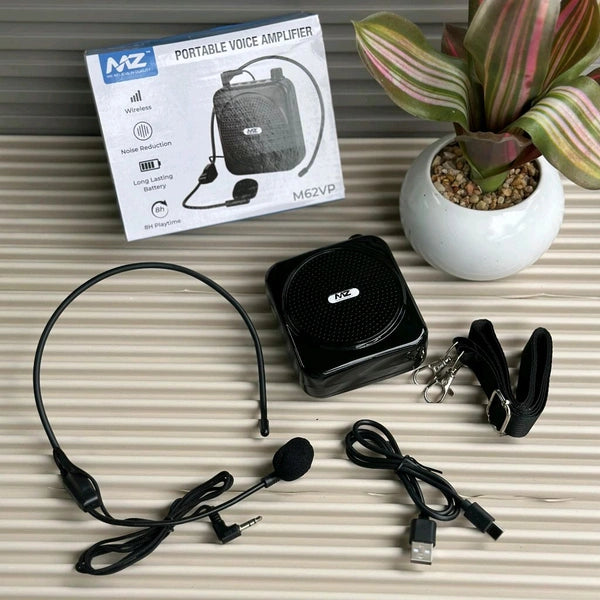 MZ M62VP Portable Voice Amplifier with Headset Mic | 8H Battery, Wireless Use, Noise Reduction – Ideal for Teachers, Trainers, Public Speaking