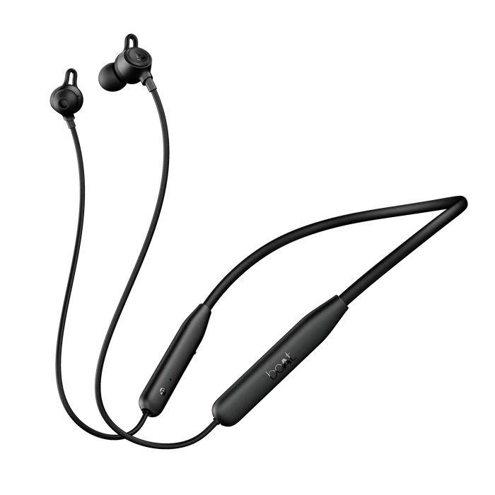 boAt Rockerz 200 In Ear Wireless Neckband with 60 hours Playback Time, 10 mm boAt Signature Sound Drivers and IPX5 Rating (Active Black)