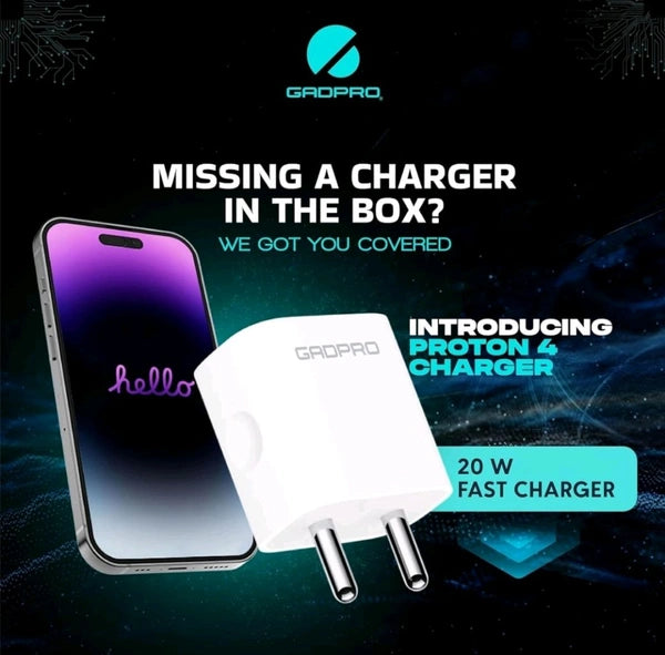 Gadpro PROTON 4 20W Type-C to Lightning PD Charger