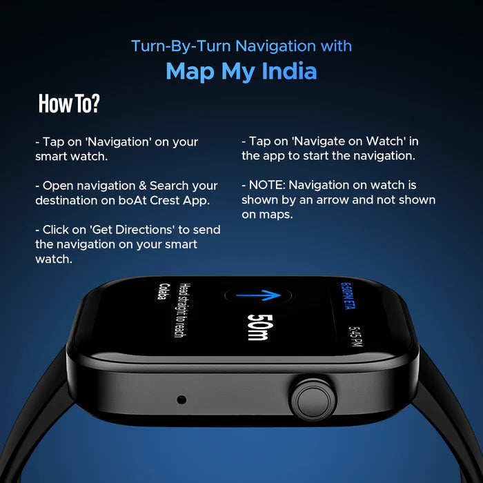 Boat Wave Astra 3 Smartwatch with built-in Map Navigation 1.83" HD Display, BT Calling, Powered by Crest+ OS, 700+ Active Mode (Active Black Strap, Free Size)