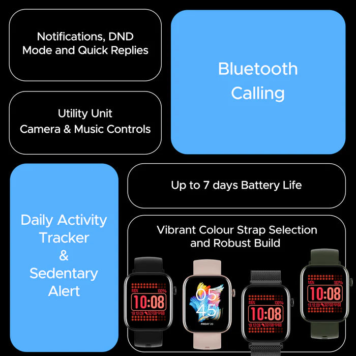 Boat Wave Astra 3 Smartwatch with built-in Map Navigation 1.83" HD Display, BT Calling, Powered by Crest+ OS, 700+ Active Mode (Active Black Strap, Free Size)