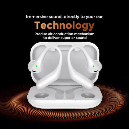 RIDANZ OWS Air 6 Bone Conduction Earbuds | 80H Playtime, ANC, Quad Mic Bluetooth  (White, On the Ear)