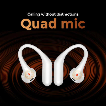 RIDANZ OWS Air 6 Bone Conduction Earbuds | 80H Playtime, ANC, Quad Mic Bluetooth  (White, On the Ear)