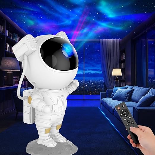 Idigix Branded Astronaut Galaxy Projector Astronaut Galaxy Projector Robot Star Sky Space Night Light LED Lamp With Remote 360 Adjustable