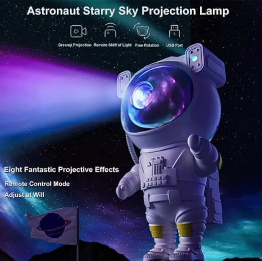 Idigix Branded Astronaut Galaxy Projector Astronaut Galaxy Projector Robot Star Sky Space Night Light LED Lamp With Remote 360 Adjustable